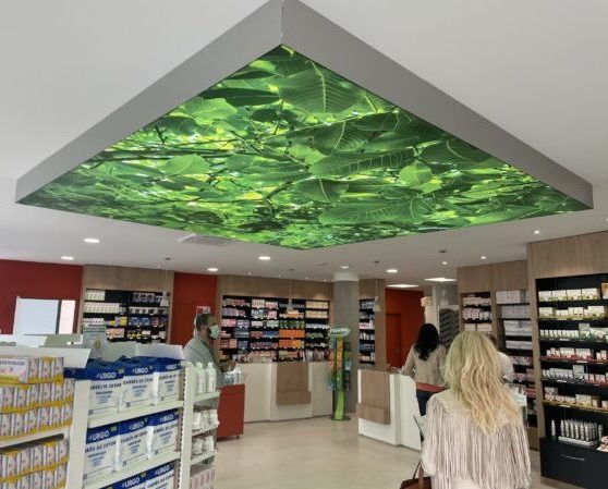 Pharmacie Tullins plafond caisson lumineux